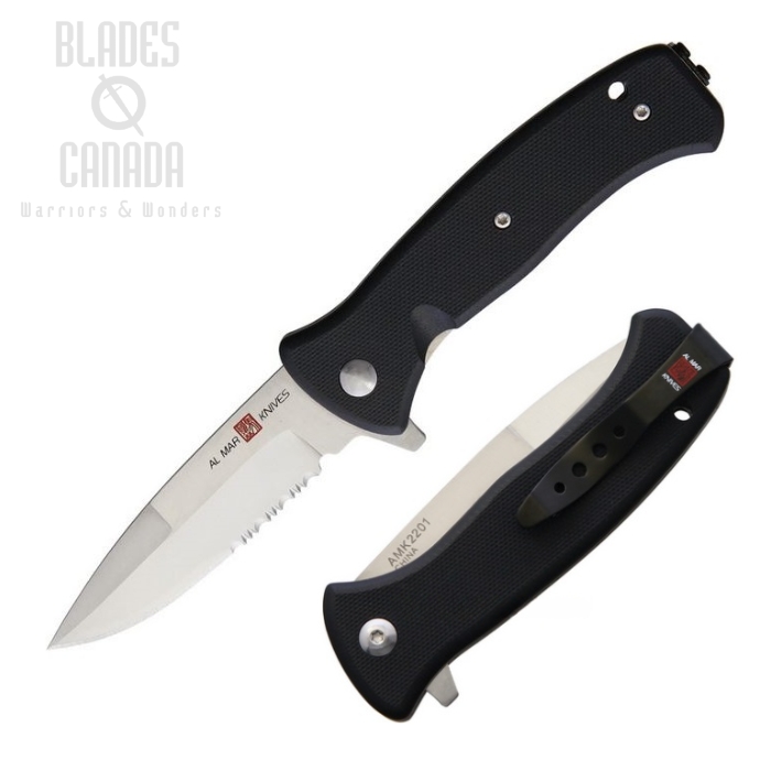 (image for) Al Mar Mini SERE 2020 Flipper Folding Knife, Assisted Opening, D2, G10 Black, AMK2201
